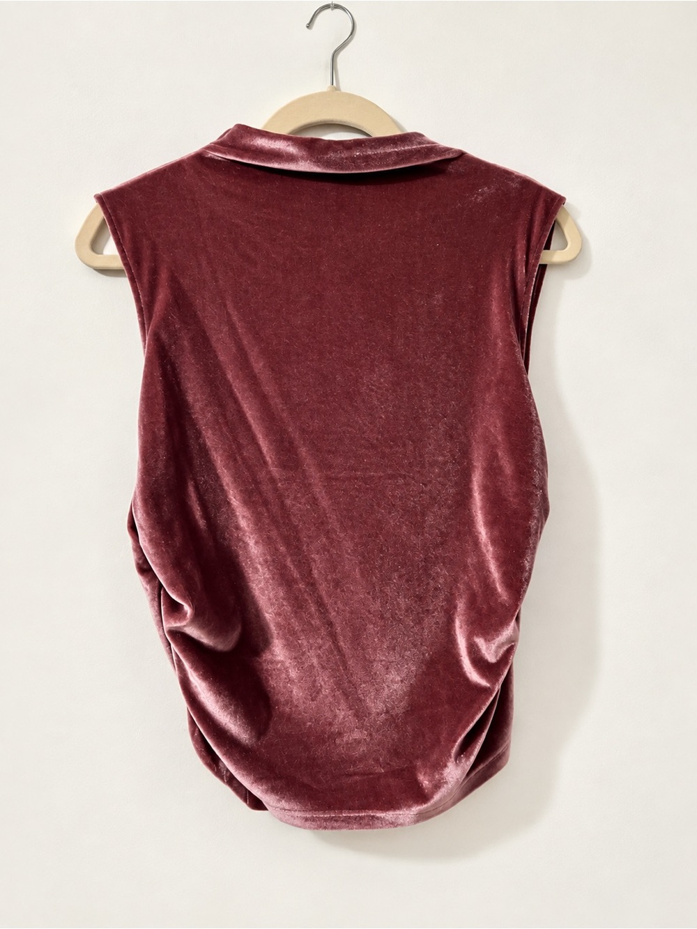 A New Day Mauve Velvet Ruched Sleeveless Mock Neck Top Size M